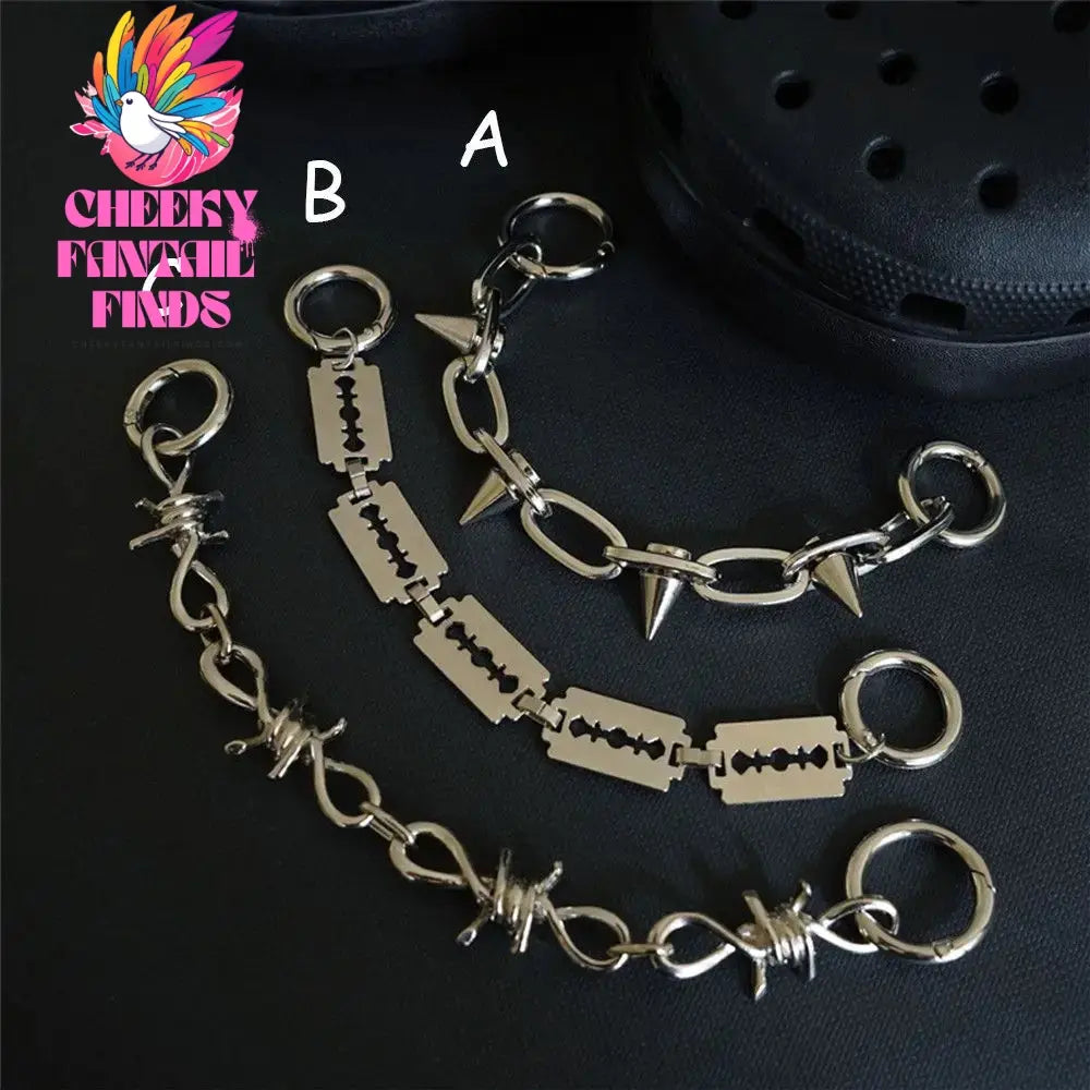 New Designer Shoe Charms Chain Fashion Gift Punk Pendant Metal Buckle Hip Hop Shoe Decoration Accessories Cheeky Fantail Finds