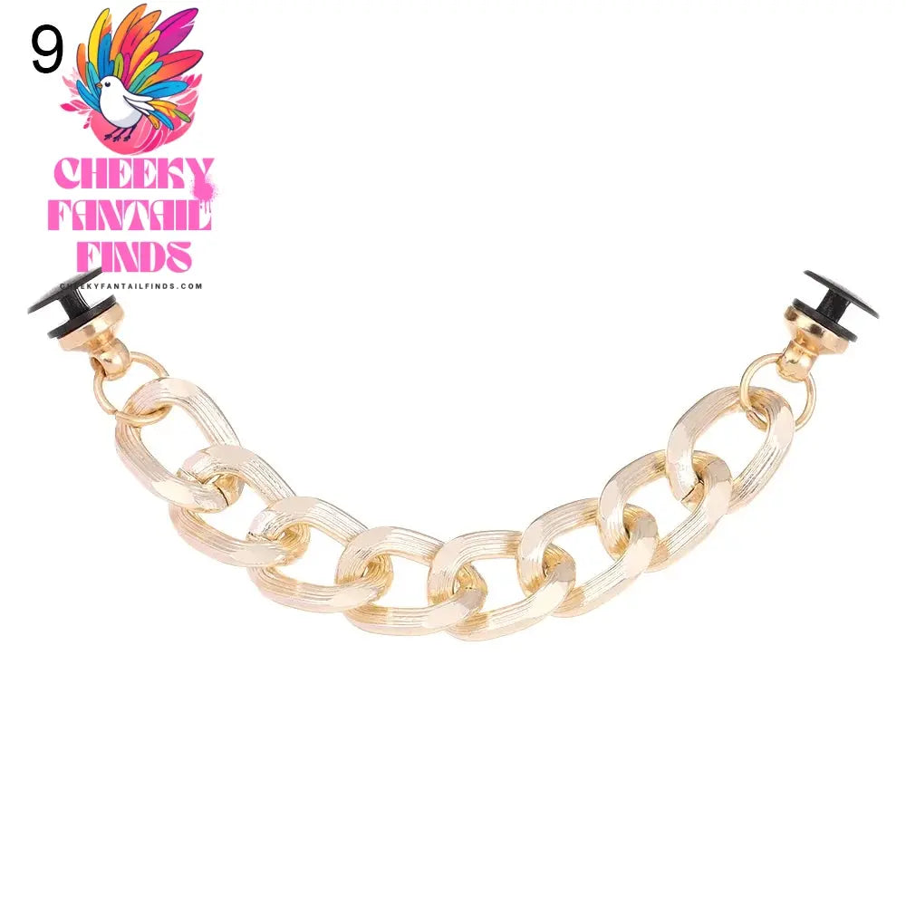New Designer Shoe Charms Chain Fashion Gift Punk Pendant Metal Buckle Hip Hop Shoe Decoration Accessories Cheeky Fantail Finds