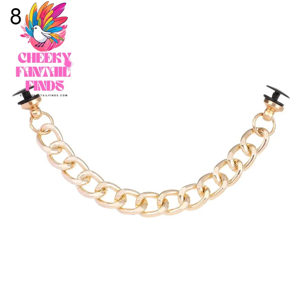 New Designer Shoe Charms Chain Fashion Gift Punk Pendant Metal Buckle Hip Hop Shoe Decoration Accessories Cheeky Fantail Finds