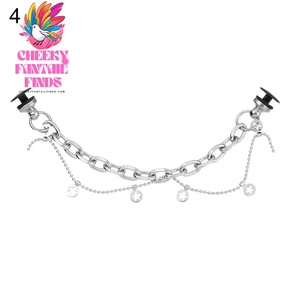 New Designer Shoe Charms Chain Fashion Gift Punk Pendant Metal Buckle Hip Hop Shoe Decoration Accessories Cheeky Fantail Finds