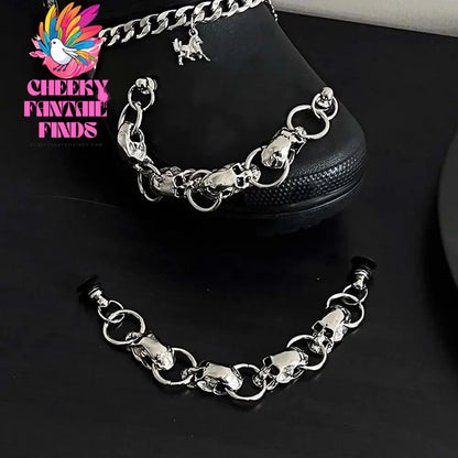 New Designer Shoe Charms Chain Fashion Gift Punk Pendant Metal Buckle Hip Hop Shoe Decoration Accessories Cheeky Fantail Finds