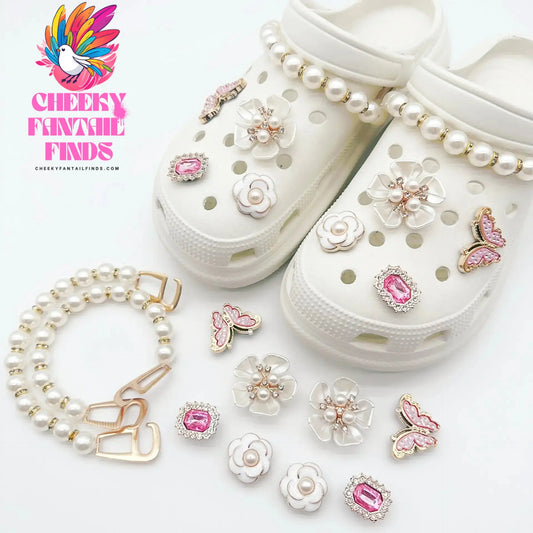 New Fashion Pearl Butterfly Flower Shoe Buckle Children Ladies Cute Cave Shoes Accessories Removable Shoe Buckle Set Hot Sale Cheeky Fantail Finds