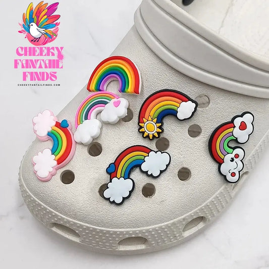 Novelty Colorful Rainbow Cartoon   PVC Shoe Charms Accessories Funny DIY Shoes Upper Pins Decoration Sandals Buckle Kid X-mas Party Gift Cheeky Fantail Finds
