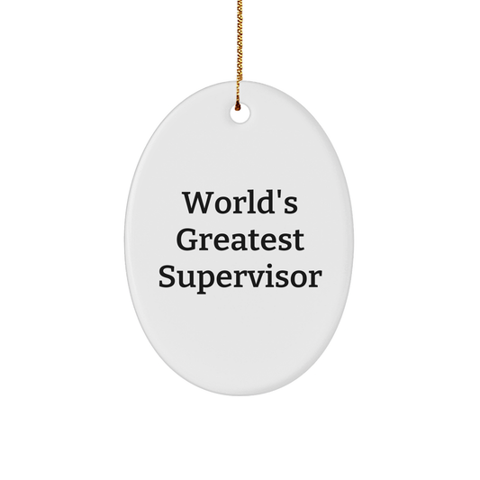 Funny Supervisor Gifts from Men to World's Greatest Supervisor Oval Ornament Christmas Unique Gifts - Image 1