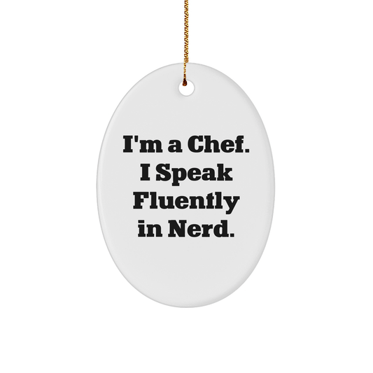 Funnily Speaking Chef Oval Ornament Gifts from Friends for Men - Image 1