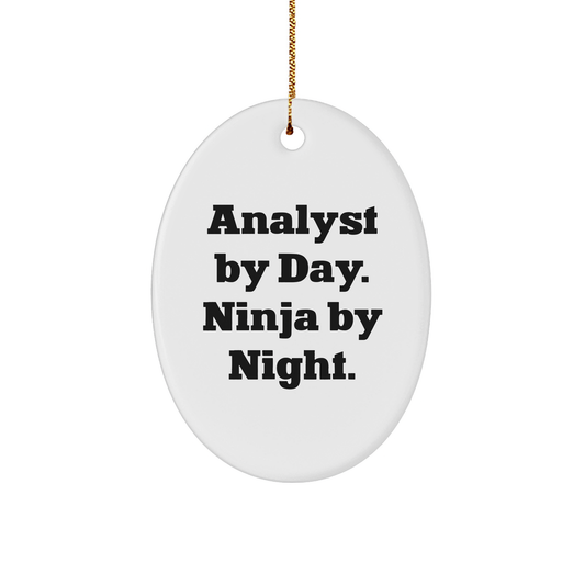 Funny Analyst Gifts for Men, Oval Ornament with 'Analyst By Day. Ninja By Night.' Quote, Christmas Unique Gifts from Friends - Image 1