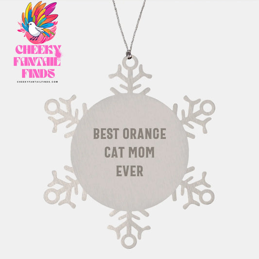 Orange Cat Mom, Christmas Unique Gifts for Orange Cat Lovers | Funny Snowflake Ornament Gifts from Santa for Orange Cat Moms - Image 1