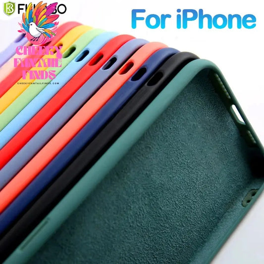 Original For iPhone 15 14 13 12 11 Pro Max Mini Case Liquid Silicone Soft Cover XR X XS 8 Plus Shockproof Protective Phone Cases Cheeky Fantail Finds