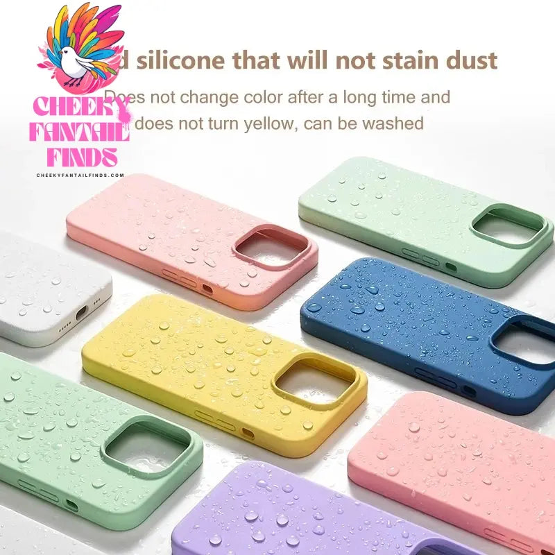 Original For iPhone 15 14 13 12 11 Pro Max Mini Case Liquid Silicone Soft Cover XR X XS 8 Plus Shockproof Protective Phone Cases Cheeky Fantail Finds