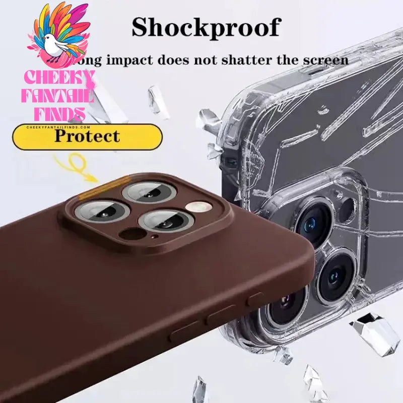 Original Liquid Silicone Soft Brown Phone Case for iPhone 16 15 14 13 12 11 Pro Max Plus Protective Candy Color Microfiber Cover Cheeky Fantail Finds