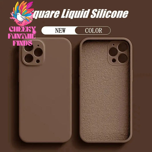 Original Liquid Silicone Soft Brown Phone Case for iPhone 16 15 14 13 12 11 Pro Max Plus Protective Candy Color Microfiber Cover Cheeky Fantail Finds