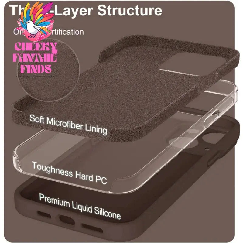 Original Liquid Silicone Soft Brown Phone Case for iPhone 16 15 14 13 12 11 Pro Max Plus Protective Candy Color Microfiber Cover Cheeky Fantail Finds