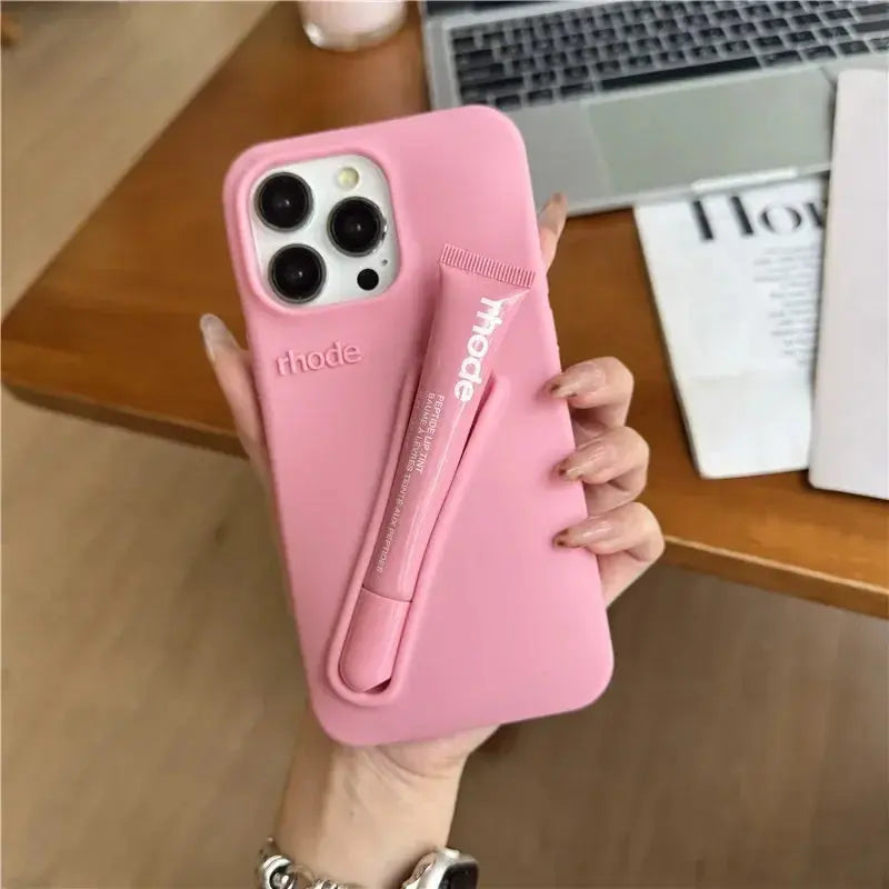 Original Rhode Phone Case for iPhone 11 12 13 14 15 16 Pro Max Plus Lipstick Soft Silicone Bumper Lip Gloss Holder Makeup Cover Cheeky Fantail Finds