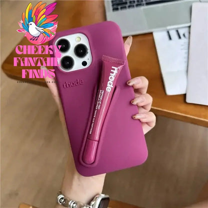 Original Rhode Phone Case for iPhone 11 12 13 14 15 16 Pro Max Plus Lipstick Soft Silicone Bumper Lip Gloss Holder Makeup Cover Cheeky Fantail Finds