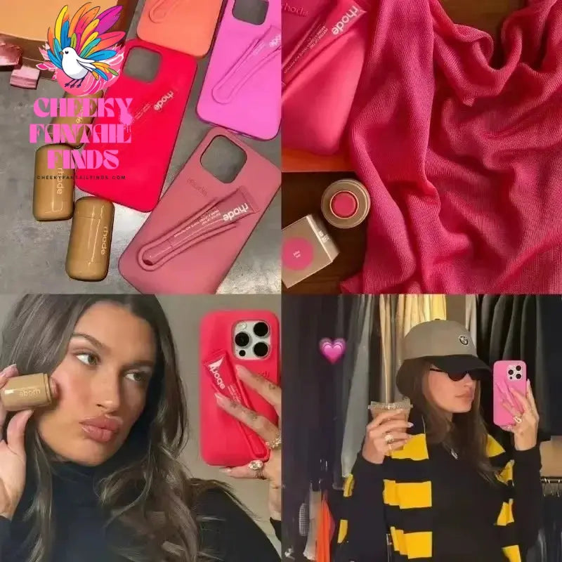 Original Rhode Phone Case for iPhone 11 12 13 14 15 16 Pro Max Plus Lipstick Soft Silicone Bumper Lip Gloss Holder Makeup Cover Cheeky Fantail Finds