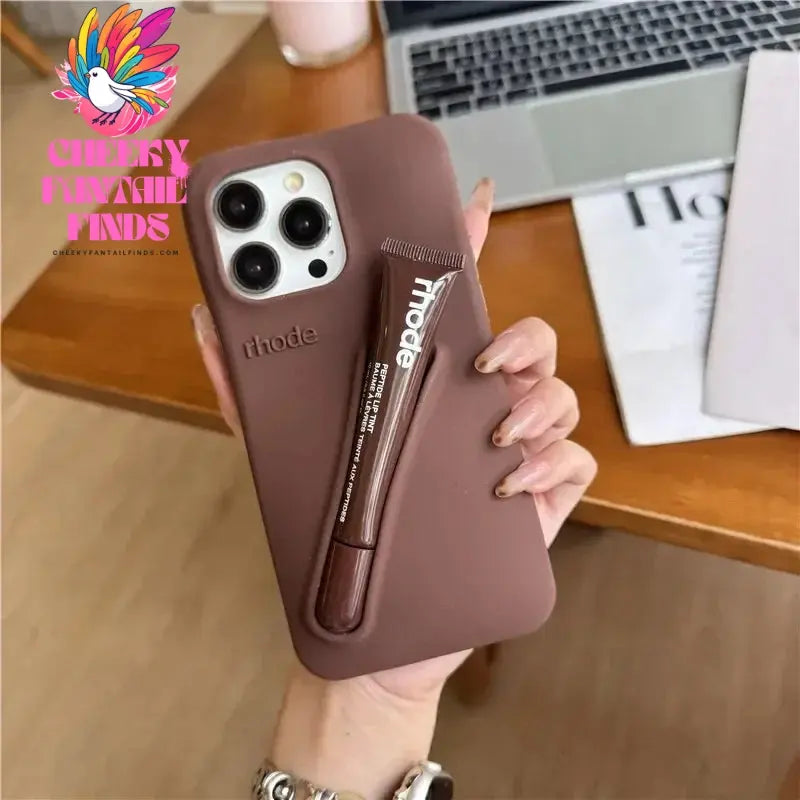 Original Rhode Phone Case for iPhone 11 12 13 14 15 16 Pro Max Plus Lipstick Soft Silicone Bumper Lip Gloss Holder Makeup Cover Cheeky Fantail Finds