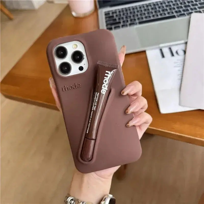 Original Rhode Phone Case for iPhone 11 12 13 14 15 16 Pro Max Plus Lipstick Soft Silicone Bumper Lip Gloss Holder Makeup Cover Cheeky Fantail Finds