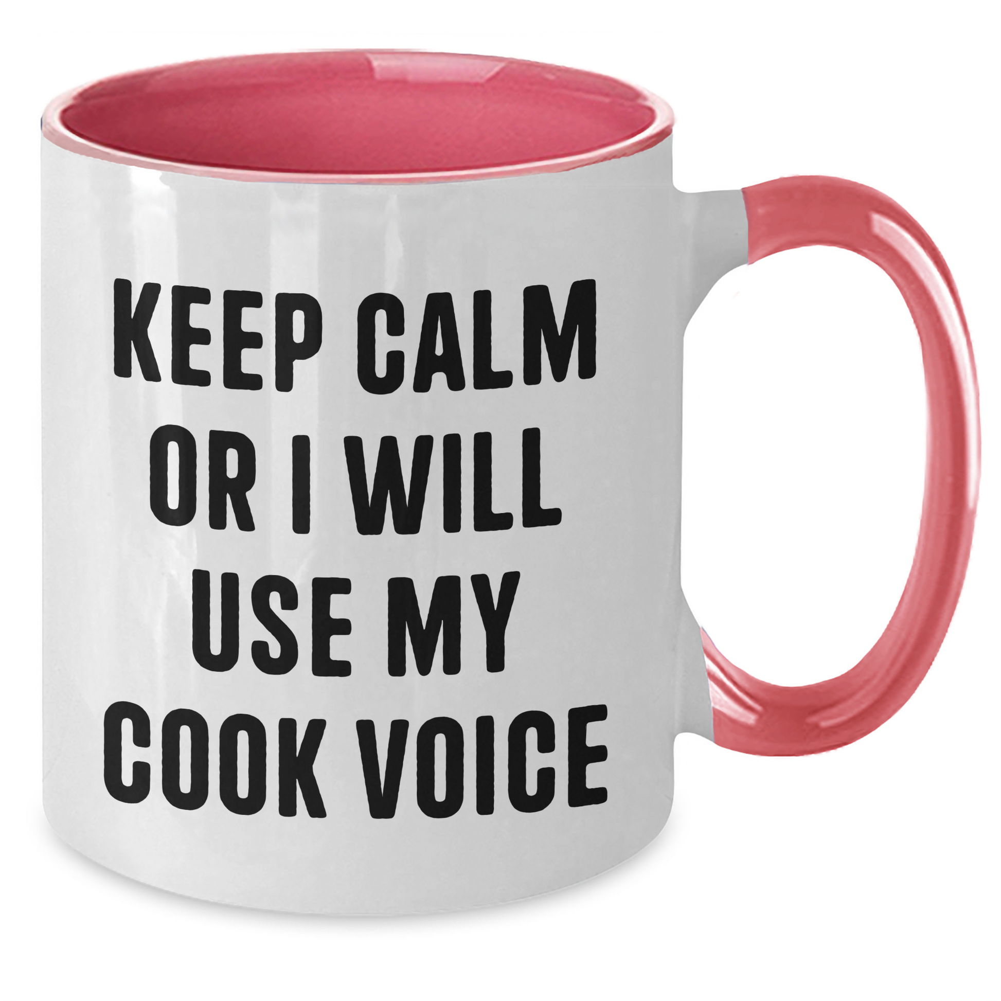 Funny Cook Gifts for Men, Keep Calm Or I Will Use My Cook Voice, Two Tone Coffee Mug, Father's Day Unique Gifts from Family - Additional