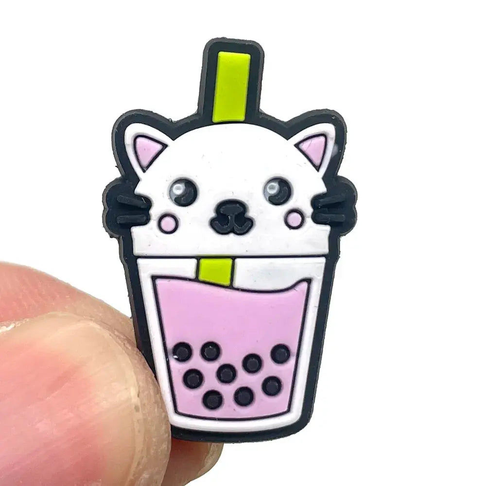 Pearl milk tea Coffee Food Shoe Charms for Clogs Sandals Decoration Shoe Accessories Charms for Friend Cheeky Fantail Finds