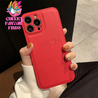 Personalised Initials Name Letters Leather Case For iPhone 12 13 11 14 15 16 Pro Max XS Max XR 7 8 Plus Shockproof Custom Cover Cheeky Fantail Finds