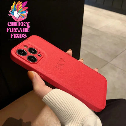 Personalised Initials Name Letters Leather Case For iPhone 12 13 11 14 15 16 Pro Max XS Max XR 7 8 Plus Shockproof Custom Cover Cheeky Fantail Finds