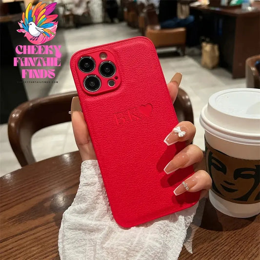 Personalised Initials Name Letters Leather Case For iPhone 12 13 11 14 15 16 Pro Max XS Max XR 7 8 Plus Shockproof Custom Cover Cheeky Fantail Finds