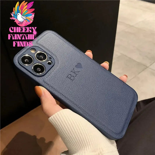 Personalised Initials Name Letters Leather Case For iPhone Cheeky Fantail Finds