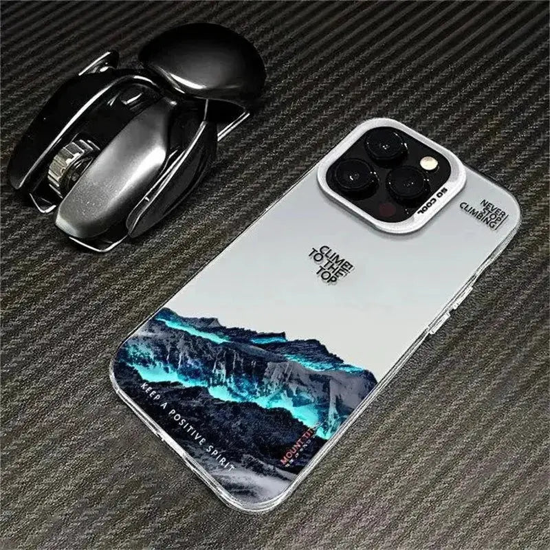 Phone Case For IPhone 16 15 14 13 12 11 Pro XS Max X XR 7 8 Plus Snow Mountain Landscape Sunset Plating Matte Hard Cover Funda Cheeky Fantail Finds
