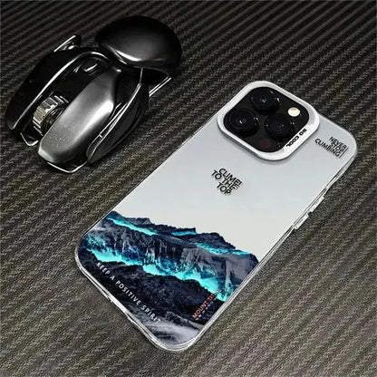 Phone Case For IPhone 16 15 14 13 12 11 Pro XS Max X XR 7 8 Plus Snow Mountain Landscape Sunset Plating Matte Hard Cover Funda Cheeky Fantail Finds