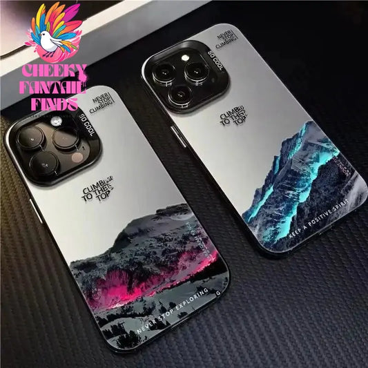 Phone Case For IPhone 16 15 14 13 12 11 Pro XS Max X XR 7 8 Plus Snow Mountain Landscape Sunset Plating Matte Hard Cover Funda Cheeky Fantail Finds