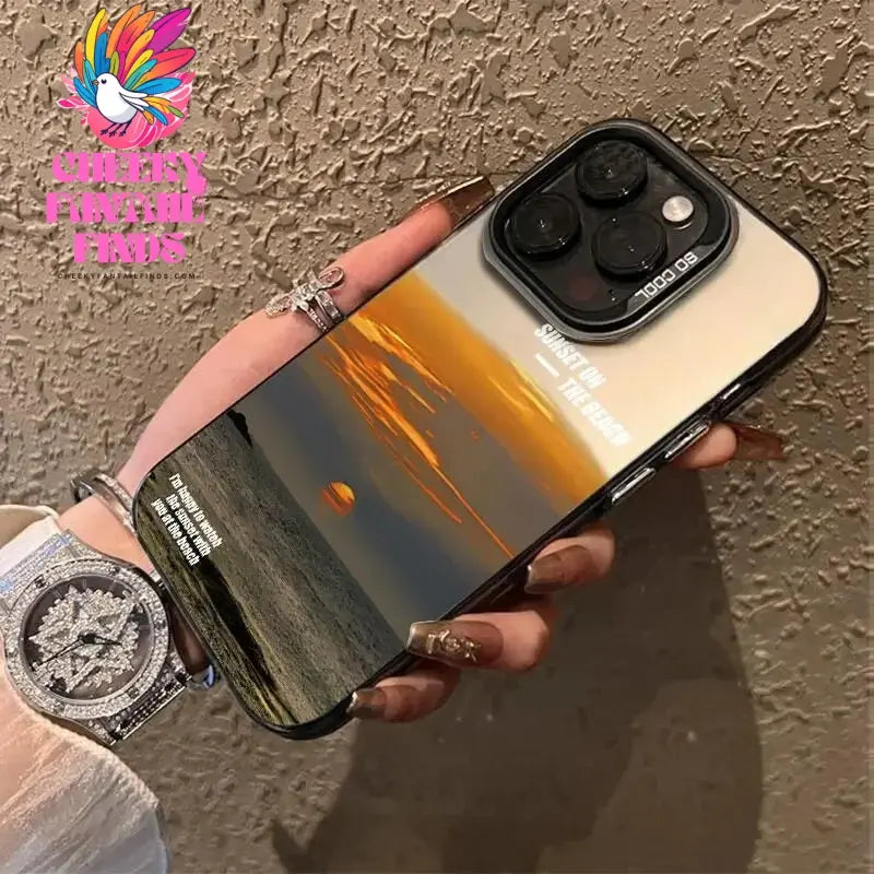 Phone Case For IPhone 16 15 14 13 12 11 Pro XS Max X XR 7 8 Plus Snow Mountain Landscape Sunset Plating Matte Hard Cover Funda Cheeky Fantail Finds