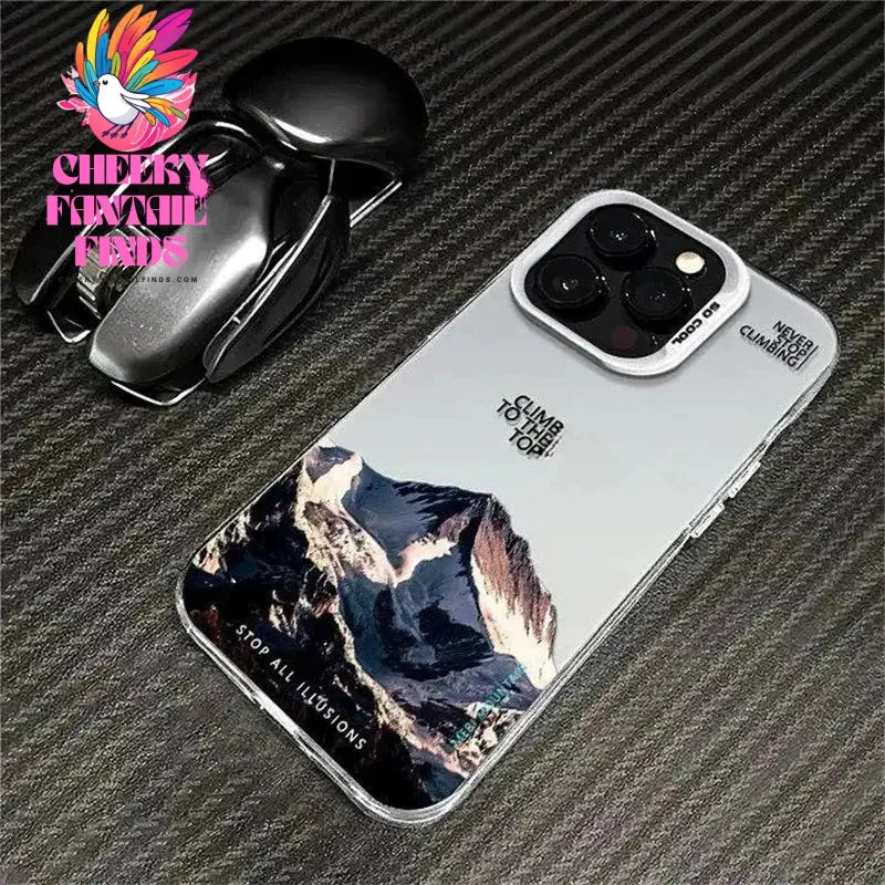 Phone Case For IPhone 16 15 14 13 12 11 Pro XS Max X XR 7 8 Plus Snow Mountain Landscape Sunset Plating Matte Hard Cover Funda Cheeky Fantail Finds