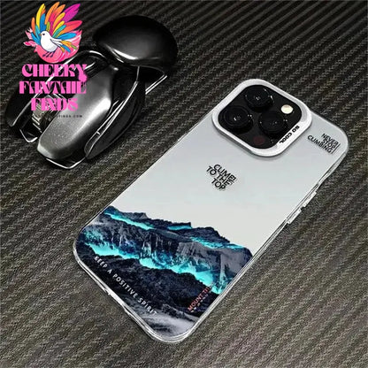 Phone Case For IPhone 16 15 14 13 12 11 Pro XS Max X XR 7 8 Plus Snow Mountain Landscape Sunset Plating Matte Hard Cover Funda Cheeky Fantail Finds