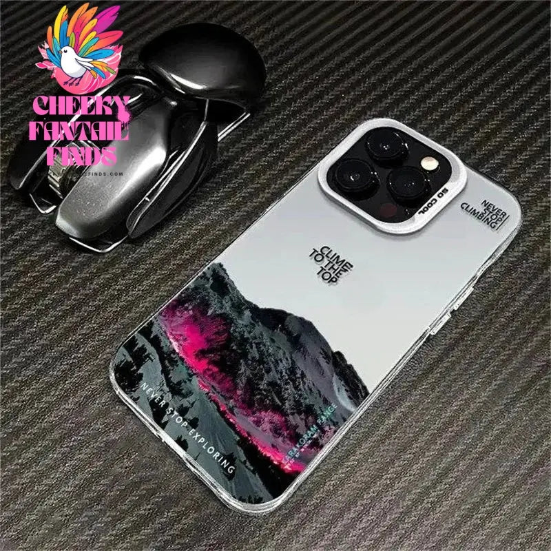 Phone Case For IPhone 16 15 14 13 12 11 Pro XS Max X XR 7 8 Plus Snow Mountain Landscape Sunset Plating Matte Hard Cover Funda Cheeky Fantail Finds