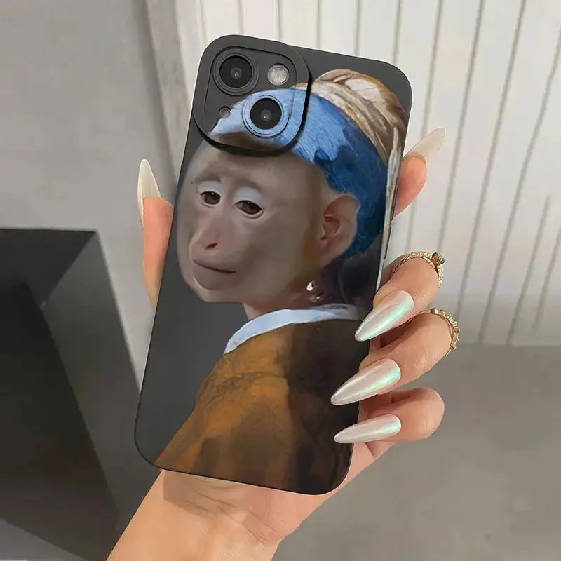 Phone Case For iPhone 11 12 13 14 15 16 Pro Max XS X XR 7 8 Plus SE 2020 2022 Monkey Drinking Juice Printed Soft Silicone Cover Cheeky Fantail Finds