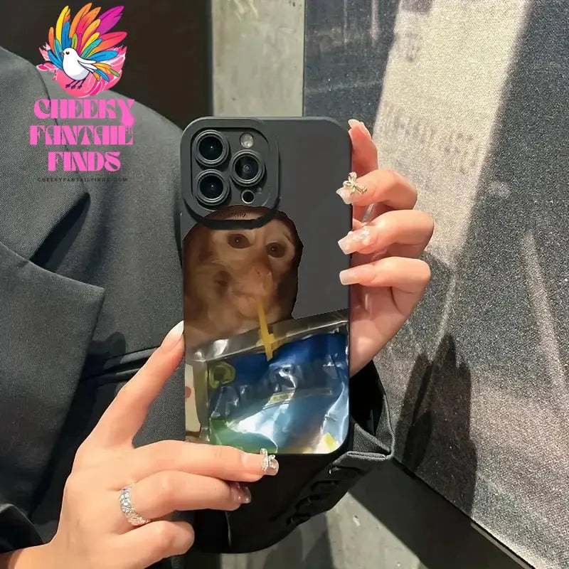 Phone Case For iPhone 11 12 13 14 15 16 Pro Max XS X XR 7 8 Plus SE 2020 2022 Monkey Drinking Juice Printed Soft Silicone Cover Cheeky Fantail Finds
