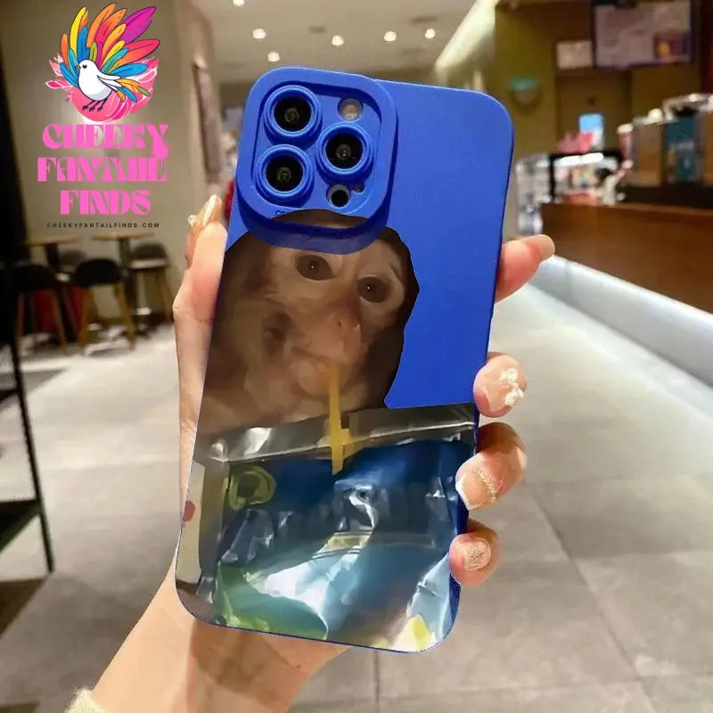 Phone Case For iPhone 11 12 13 14 15 16 Pro Max XS X XR 7 8 Plus SE 2020 2022 Monkey Drinking Juice Printed Soft Silicone Cover Cheeky Fantail Finds