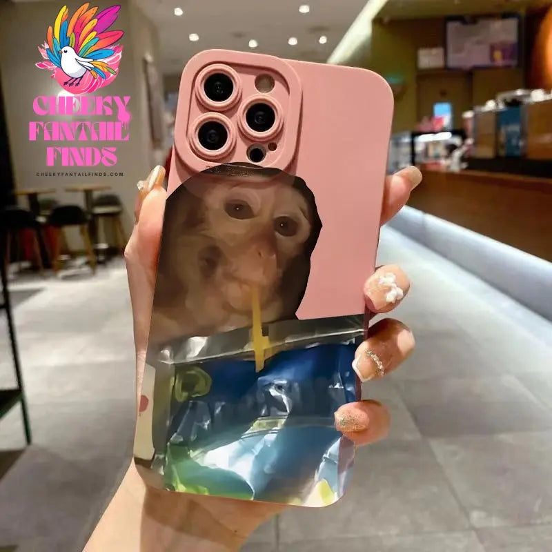 Phone Case For iPhone 11 12 13 14 15 16 Pro Max XS X XR 7 8 Plus SE 2020 2022 Monkey Drinking Juice Printed Soft Silicone Cover Cheeky Fantail Finds