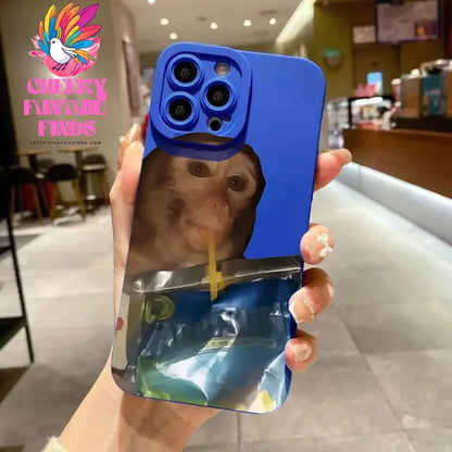 Phone Case For iPhone 11 12 13 14 15 16 Pro Max XS X XR 7 8 Plus SE 2020 2022 Monkey Drinking Juice Printed Soft Silicone Cover Cheeky Fantail Finds