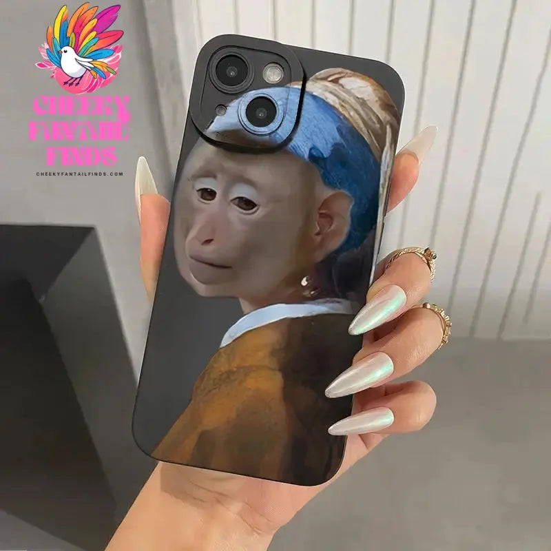 Phone Case For iPhone 11 12 13 14 15 16 Pro Max XS X XR 7 8 Plus SE 2020 2022 Monkey Drinking Juice Printed Soft Silicone Cover Cheeky Fantail Finds