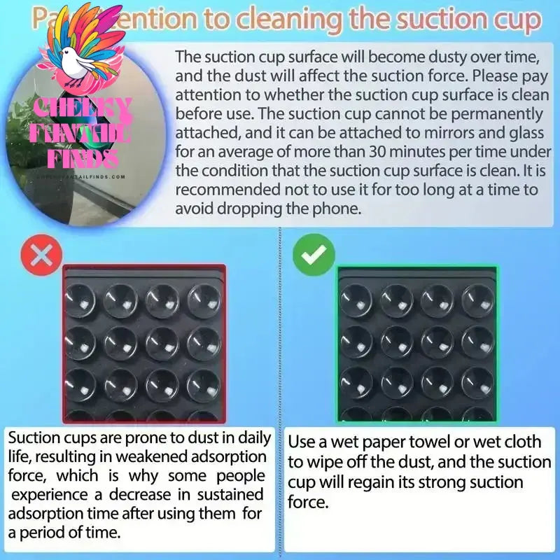 Phone Silicone Suction Cup Holder Multifunctional Suction Cup Wall Stand Square Anti-Slip Single-Sided Case Mount Back Sticker Cheeky Fantail Finds