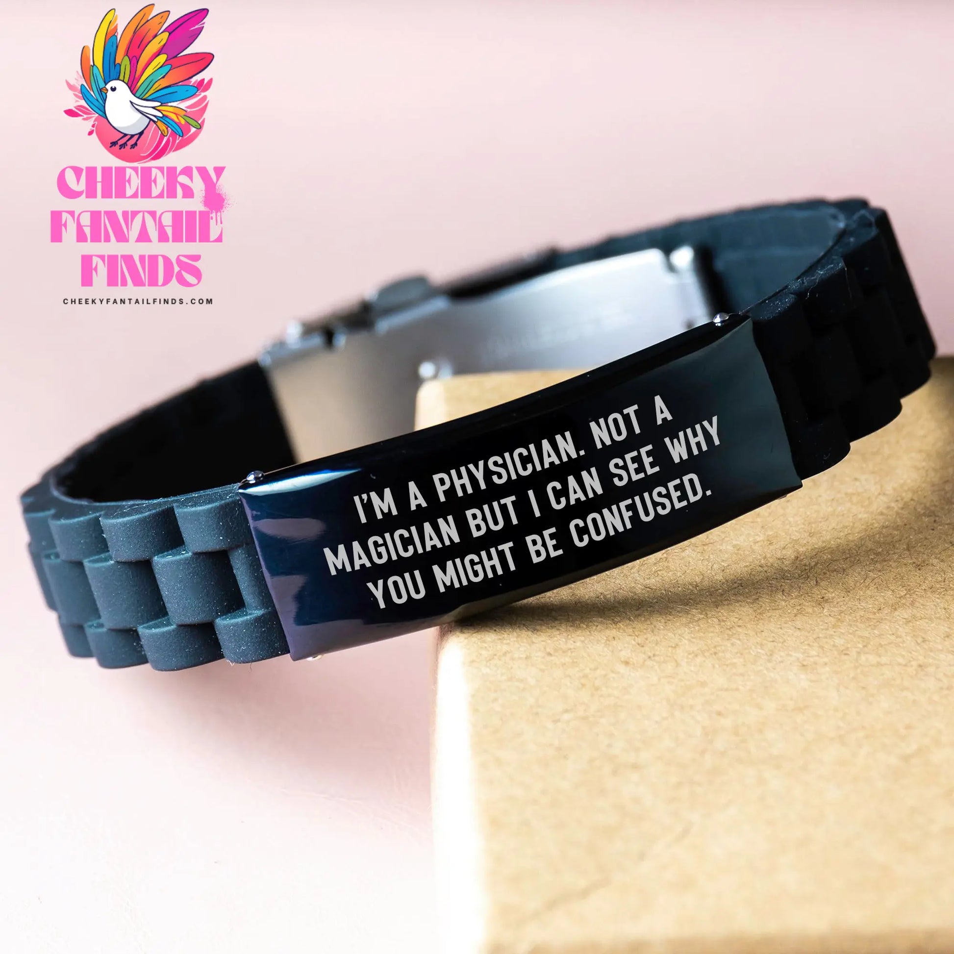 Physician Gifts from Friends - Glide lock Clasp Bracelet, Adjustable, Premium Bag - I'm A Physician. Not A Magician But I Can See Why You Might Be Confused. - Father's Day Unique Gifts - Image 3