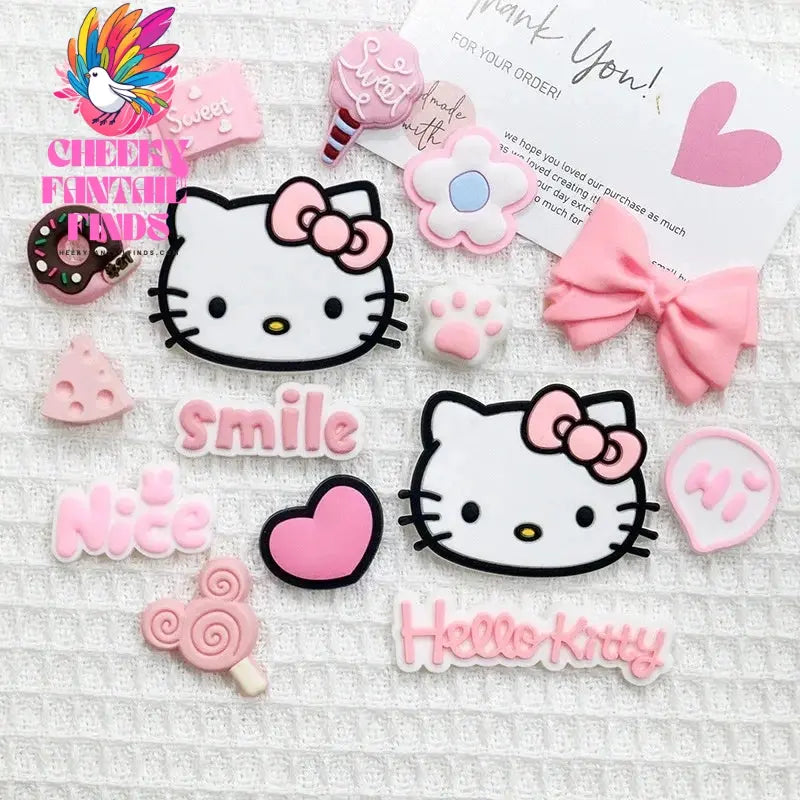 Pink Hello Kitty Charming Shoe Accessories Cute Cartoon Characters Detachable Shoe Buckles New Sandals Decoration Gift - Cheeky Fantail Finds