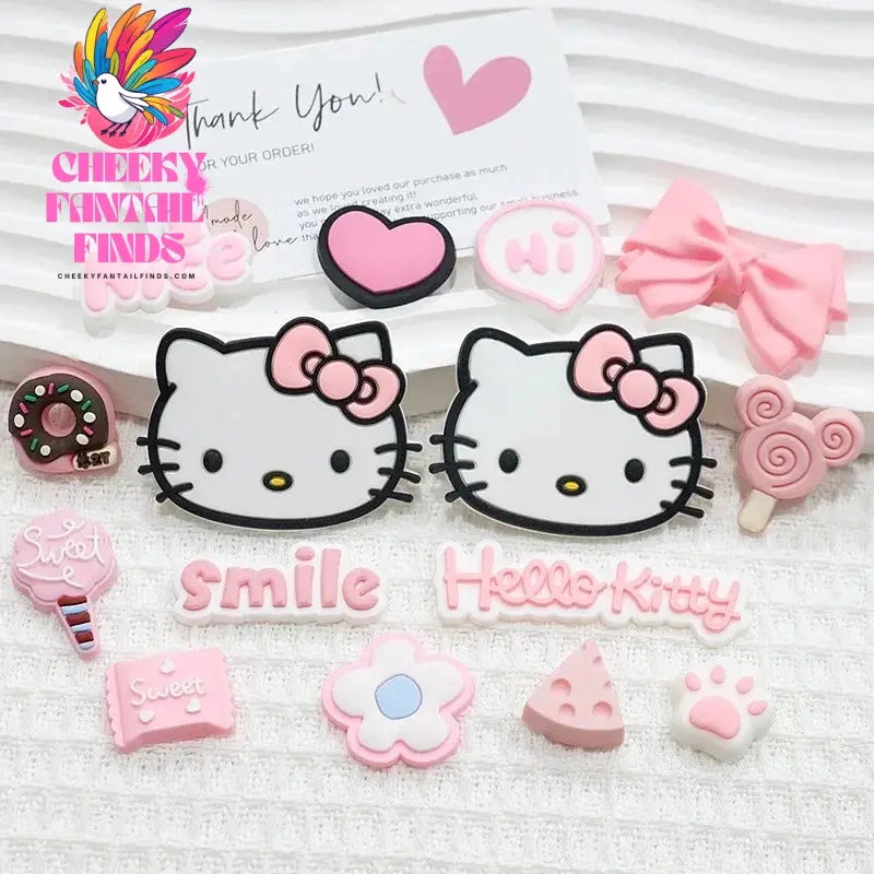Pink Hello Kitty Charming Shoe Accessories Cute Cartoon Characters Detachable Shoe Buckles New Sandals Decoration Gift - Cheeky Fantail Finds