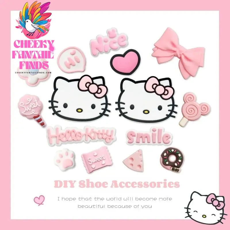 Pink Hello Kitty Charming Shoe Accessories Cute Cartoon Characters Detachable Shoe Buckles New Sandals Decoration Gift - Cheeky Fantail Finds