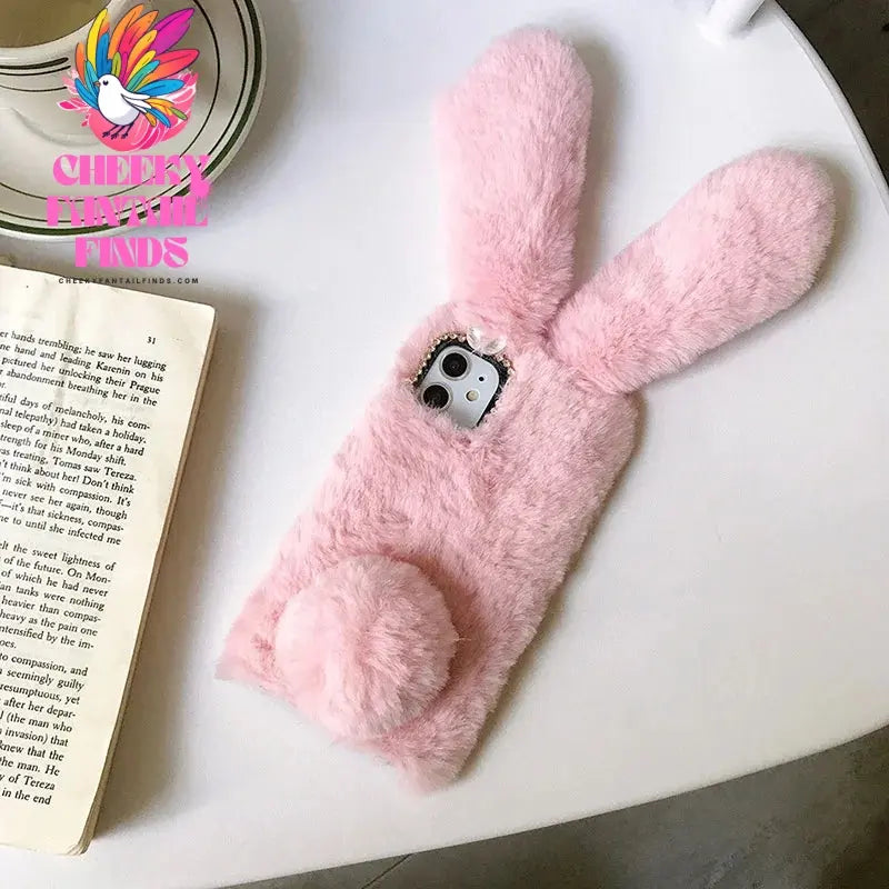 Plush Rabbit Cute Warm Phone Case Fur Cover For Iphone 16 15 14 13 12 11 Pro Max X XR XS Furry Fluffy Cheeky Fantail Finds