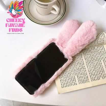 Plush Rabbit Cute Warm Phone Case Fur Cover For Iphone 16 15 14 13 12 11 Pro Max X XR XS Furry Fluffy Cheeky Fantail Finds