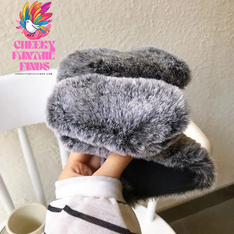 Plush Rabbit Cute Warm Phone Case Fur Cover For Iphone 16 15 14 13 12 11 Pro Max X XR XS Furry Fluffy Cheeky Fantail Finds