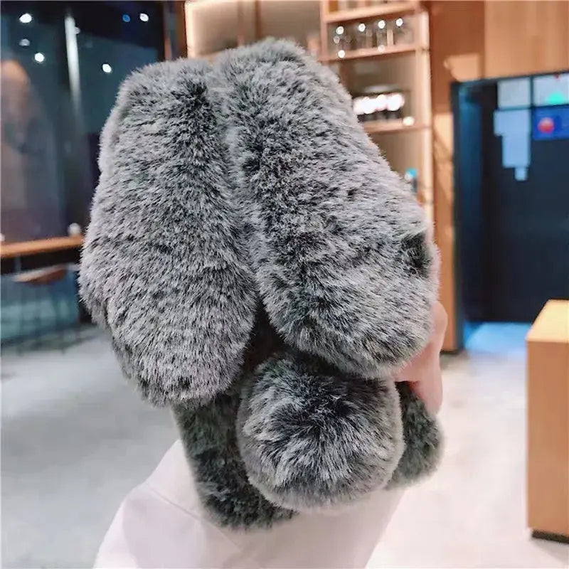 Plush Rabbit Cute Warm Phone Case Fur Cover For Iphone 16 15 14 13 12 11 Pro Max X XR XS Furry Fluffy Cheeky Fantail Finds