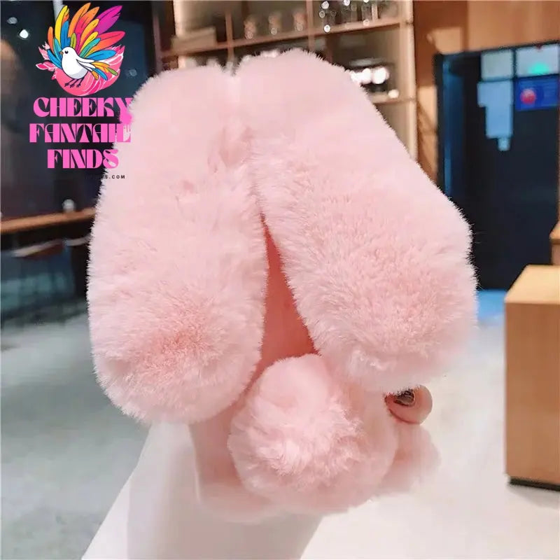Plush Rabbit Cute Warm Phone Case Fur Cover For Iphone 16 15 14 13 12 11 Pro Max X XR XS Furry Fluffy Cheeky Fantail Finds